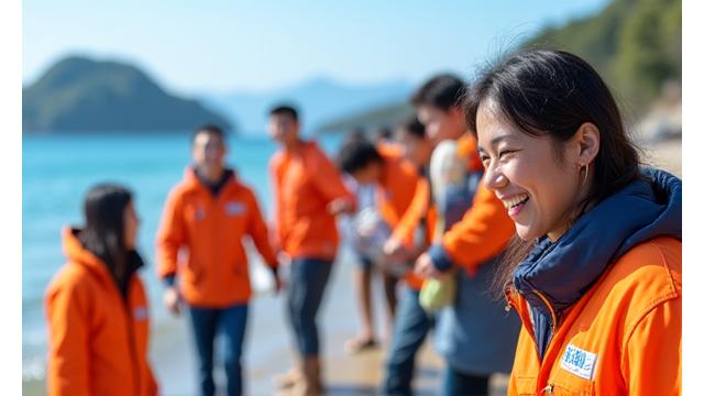 海のゴミを拾う活動をしているNPOの具体的な活動風景